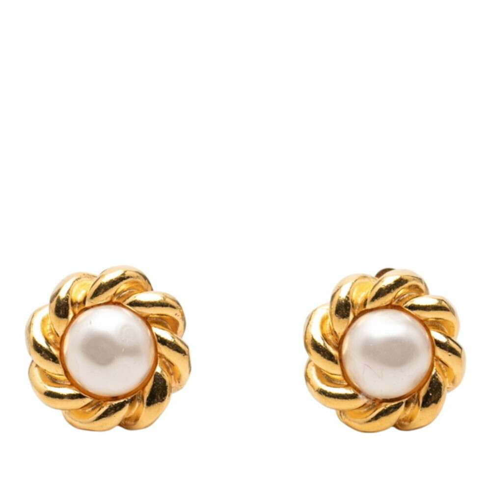 CHANEL Vintage Gold Pearl Earrings
